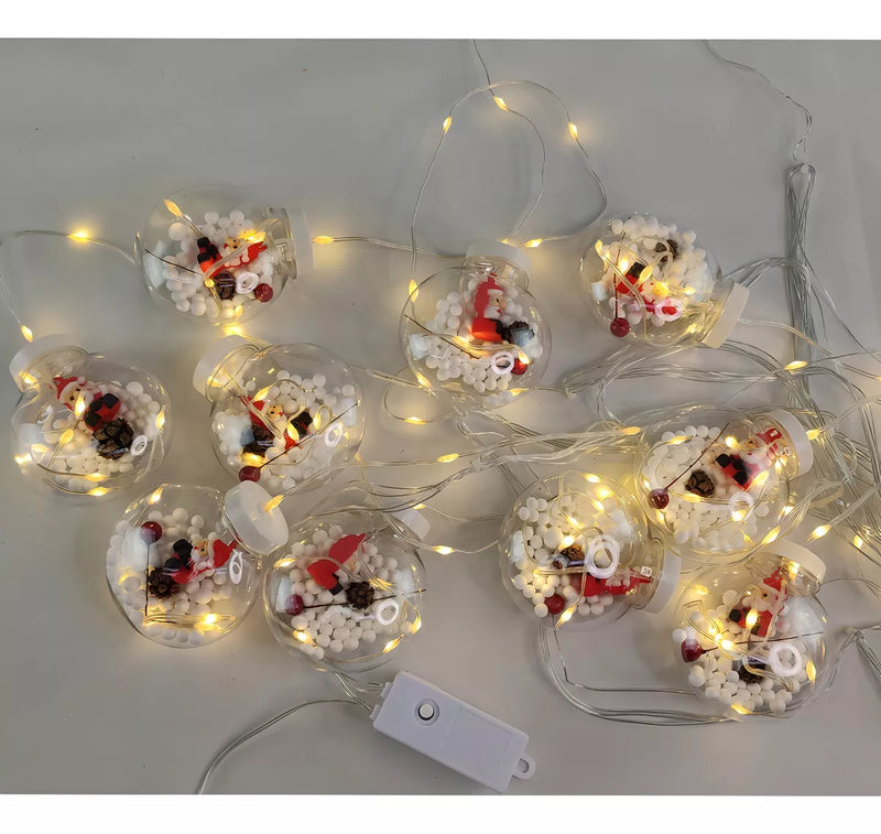 Varal De Lampadas De Natal Decorada Led Pisca Bolas Grande Cor das luzes Amarelo