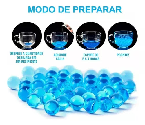 Bolinhas Gel Água Munição Arma Brinqued 20000 Mil Orbez Azul