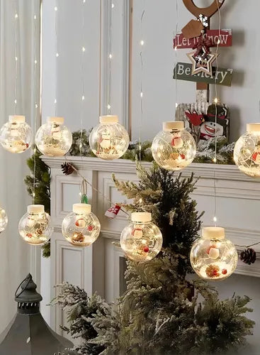 Varal De Lampadas De Natal Decorada Led Pisca Bolas Grande Cor das luzes Amarelo