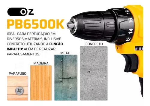 Parafusadeira Furadeira De Impacto 21v Bivolt Pb6500k Maleta Kit Oz 110v/220v