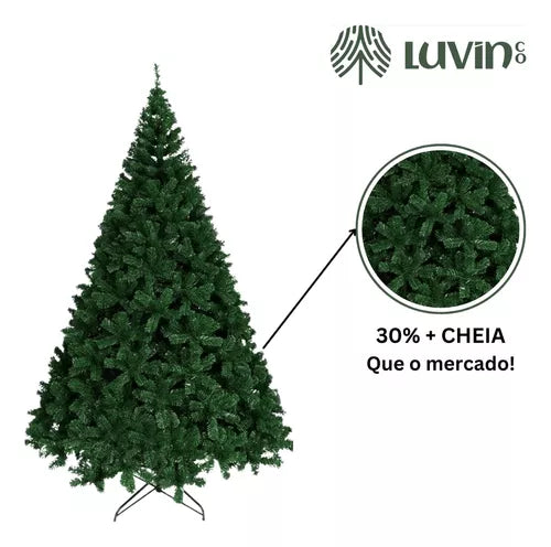 Árvore De Natal Pinheiro Grande Luxo Cheia Premium 2.10m 1200 Galhos Verde Tradicional Luvinco