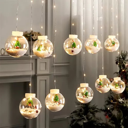 Varal De Lampadas De Natal Decorada Led Pisca Bolas Grande Cor das luzes Amarelo