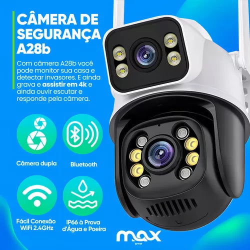 Câmera Wifi Full Hd Externa Prova D'água Lente Dupla Ip66 Cor Branco