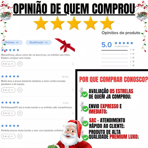 Árvore Natal Pinheiro 180cm Enfeitada Decorada Promoção Luxo