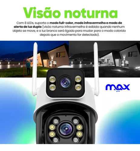 Câmera Wifi Full Hd Externa Prova D'água Lente Dupla Ip66 Cor Branco