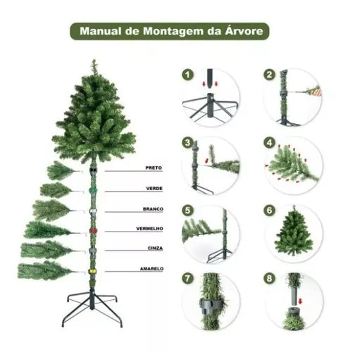 Árvore De Natal Pinheiro C/ Neve Luxo 1,5m 260 Galhos A0615m Cor Verde A0615M