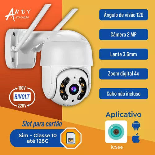 Câmera Wifi Ip Prova D'água Infravermelho Externa Hd Icsee.