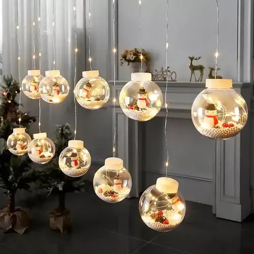 Varal De Lampadas De Natal Decorada Led Pisca Bolas Grande Cor das luzes Amarelo