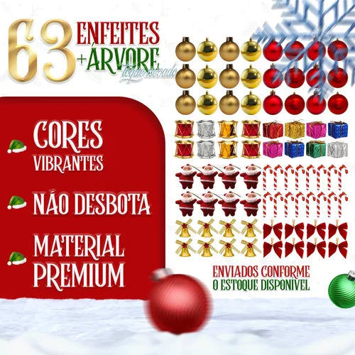 Árvore Natal Pinheiro 180cm Enfeitada Decorada Promoção Luxo