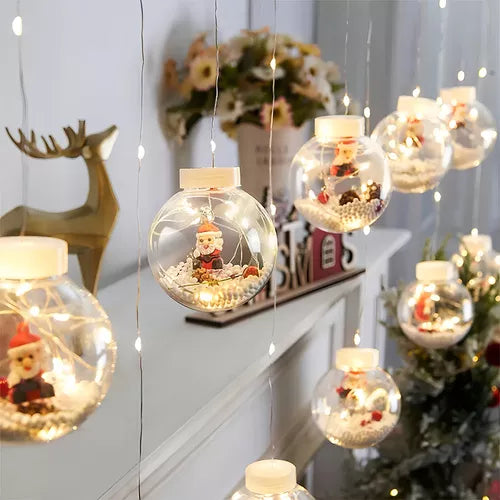 Varal De Lampadas De Natal Decorada Led Pisca Bolas Grande Cor das luzes Amarelo