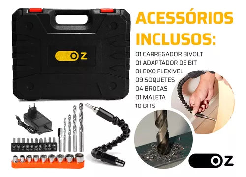 Parafusadeira Furadeira De Impacto 21v Bivolt Pb6500k Maleta Kit Oz 110v/220v