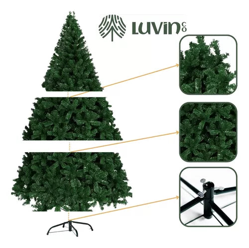 Árvore De Natal Pinheiro Grande Luxo Cheia Premium 2.10m 1200 Galhos Verde Tradicional Luvinco