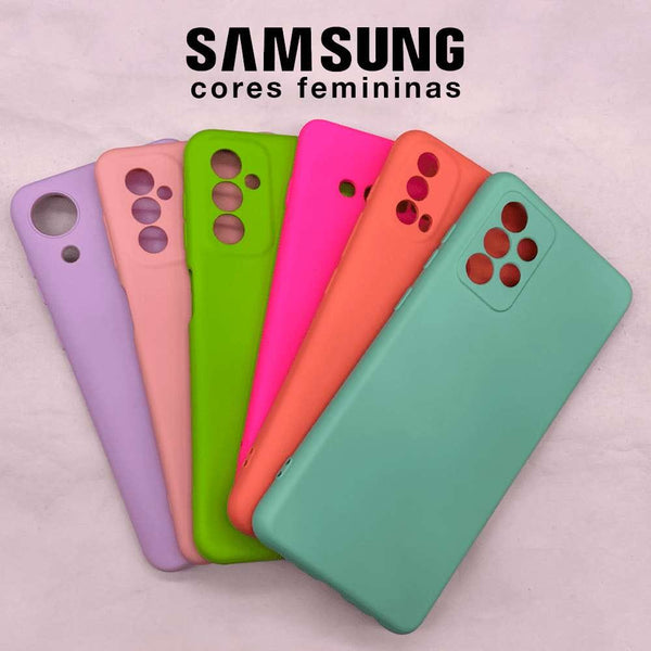 Capinha de Silicone Colorido Interior Aveludado cores Femininas - Samsung