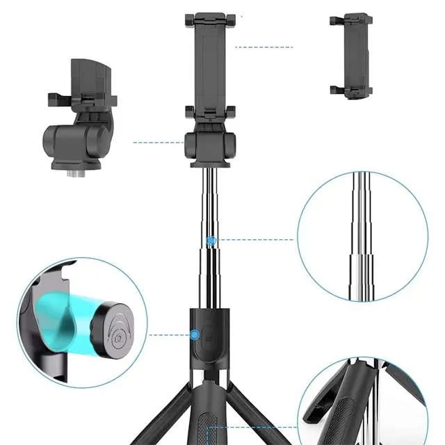 Kit Vlog - Microfone de Lapela Sem fio + Tripé com Controle remoto