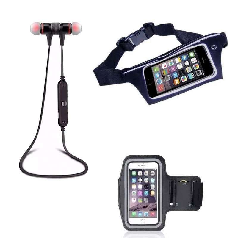 Kit Corrida - Fone Neckband Bluetooth + Pochete + Braçadeira