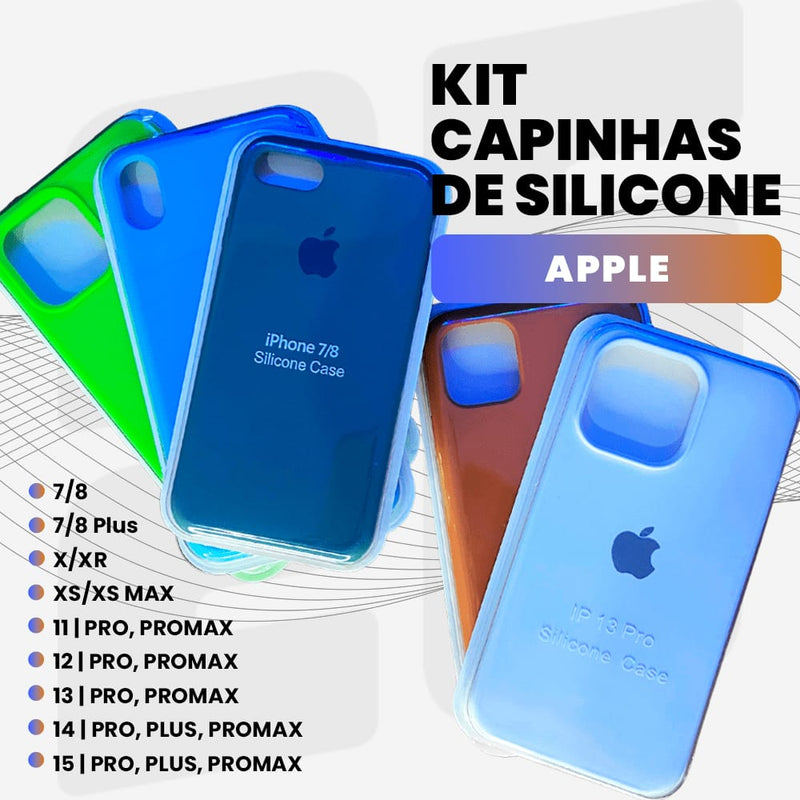 Kit 66 Capinhas para Iphone Silicone Colorida com Interior Aveludado - Mais Vendidas!