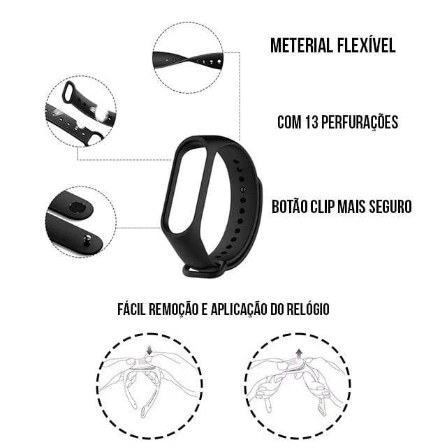 Pulseira Para Xiaomi Mi Band 4 5 6 7 Várias Cores Em Silicone