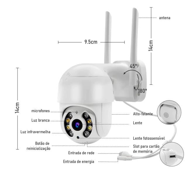 Kit 6 Câmeras de Segurança Inteligente Wi-Fi 360°