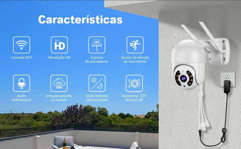 Kit 6 Câmeras de Segurança Inteligente Wi-Fi 360°